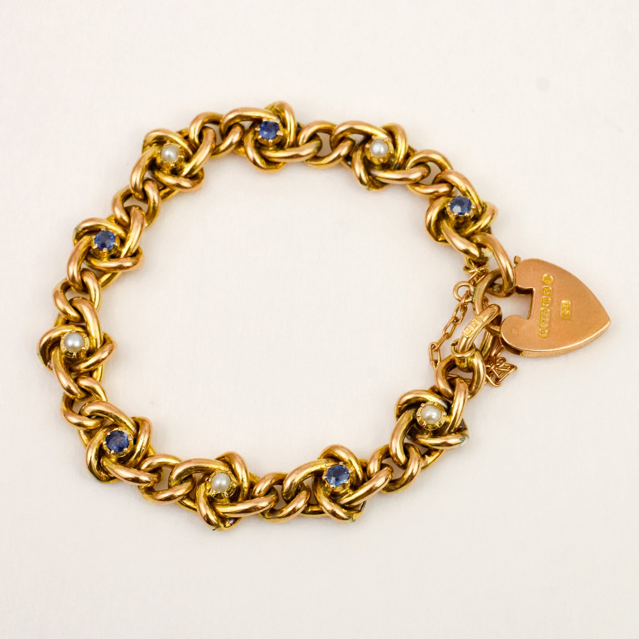 Antique Pearl and Sapphire Curb Bracelet