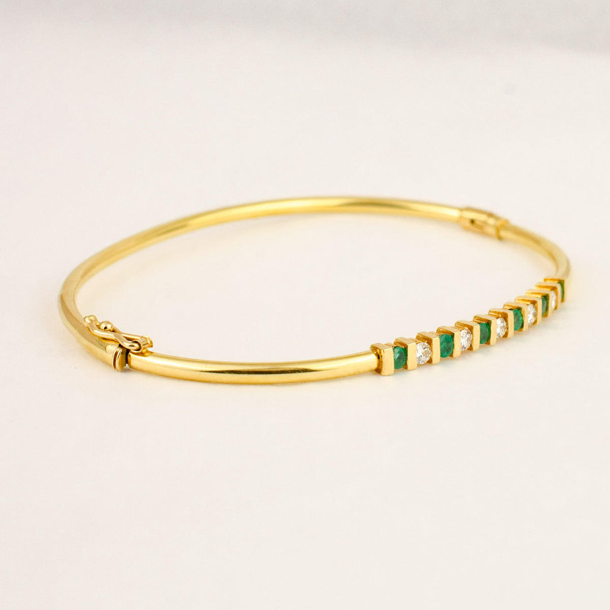 65mm Emerald and Diamond Bangle