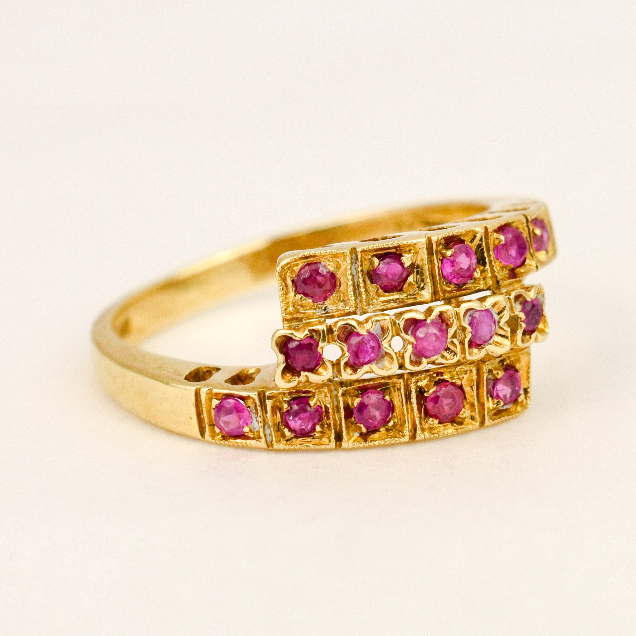 Ruby Triple Stack Bypass Ring