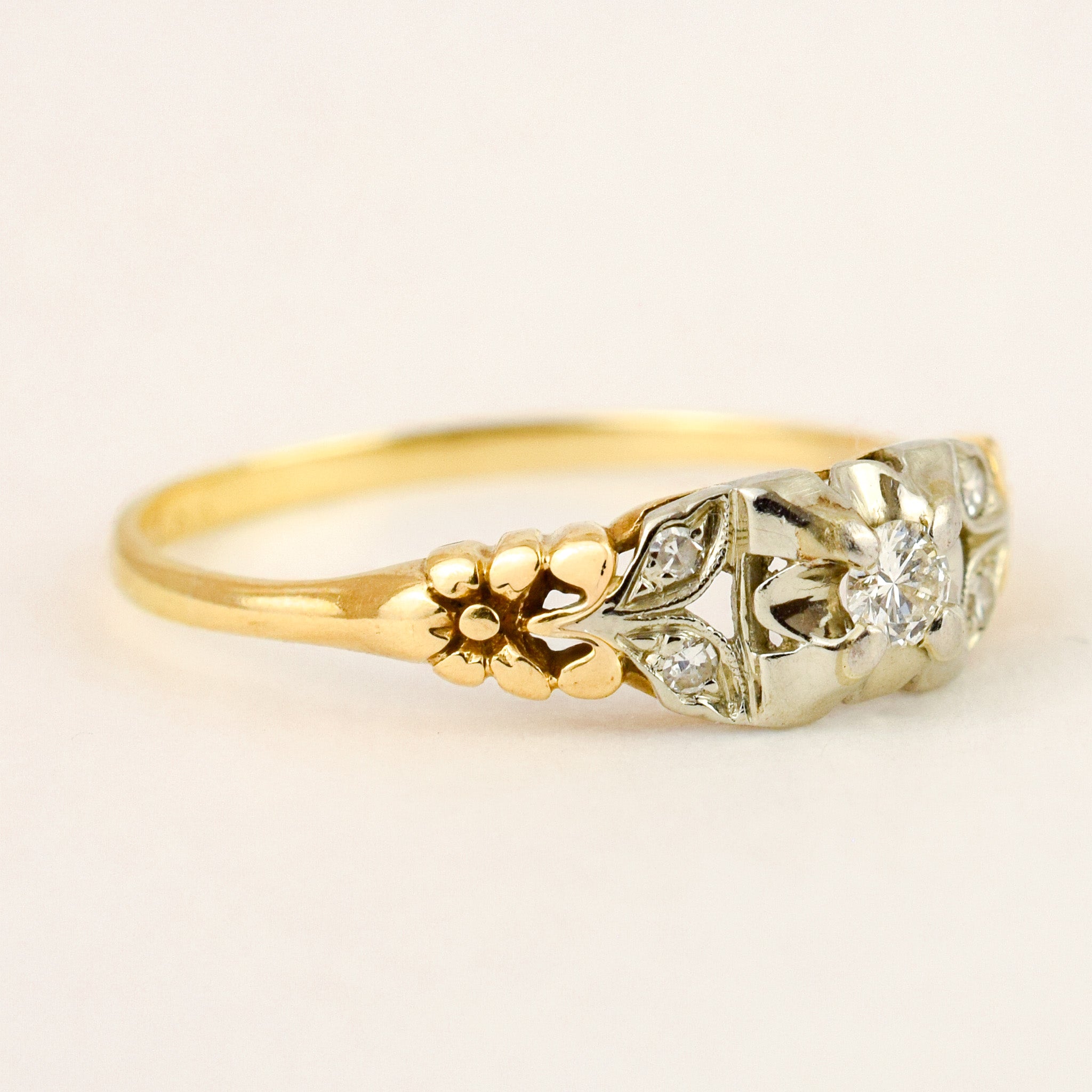 Floral Motif Diamond Engagement Ring