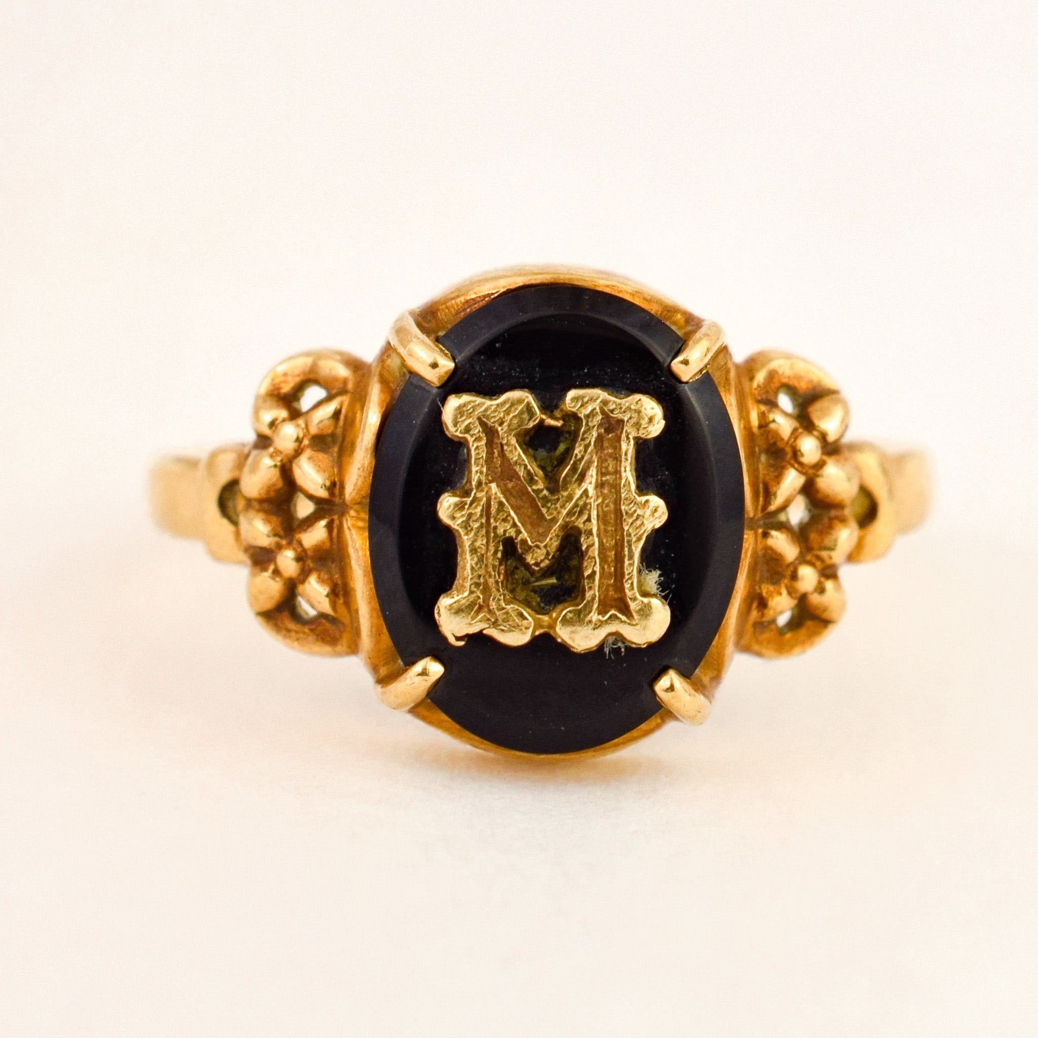 'M' Onyx Signet Ring
