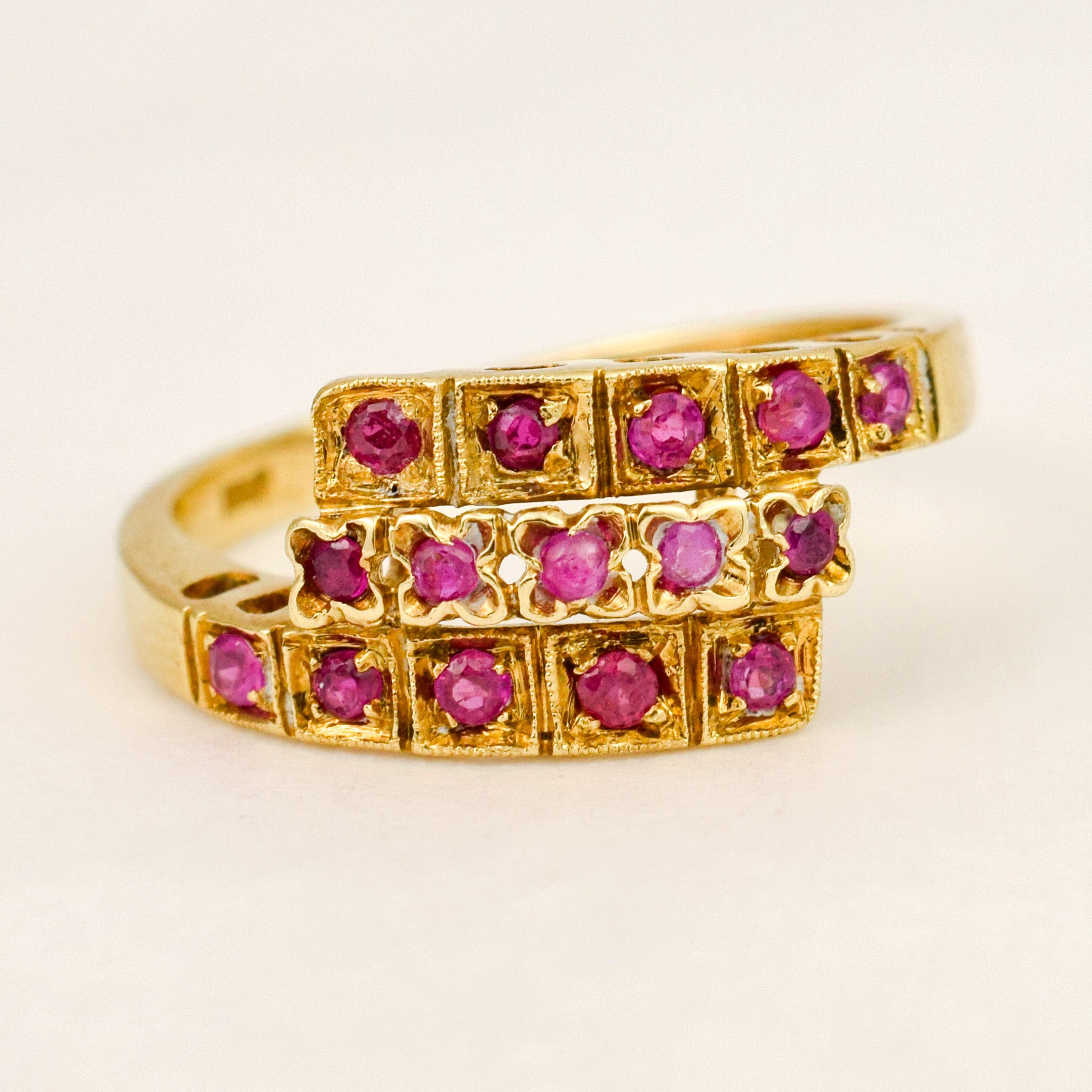 Ruby Triple Stack Bypass Ring