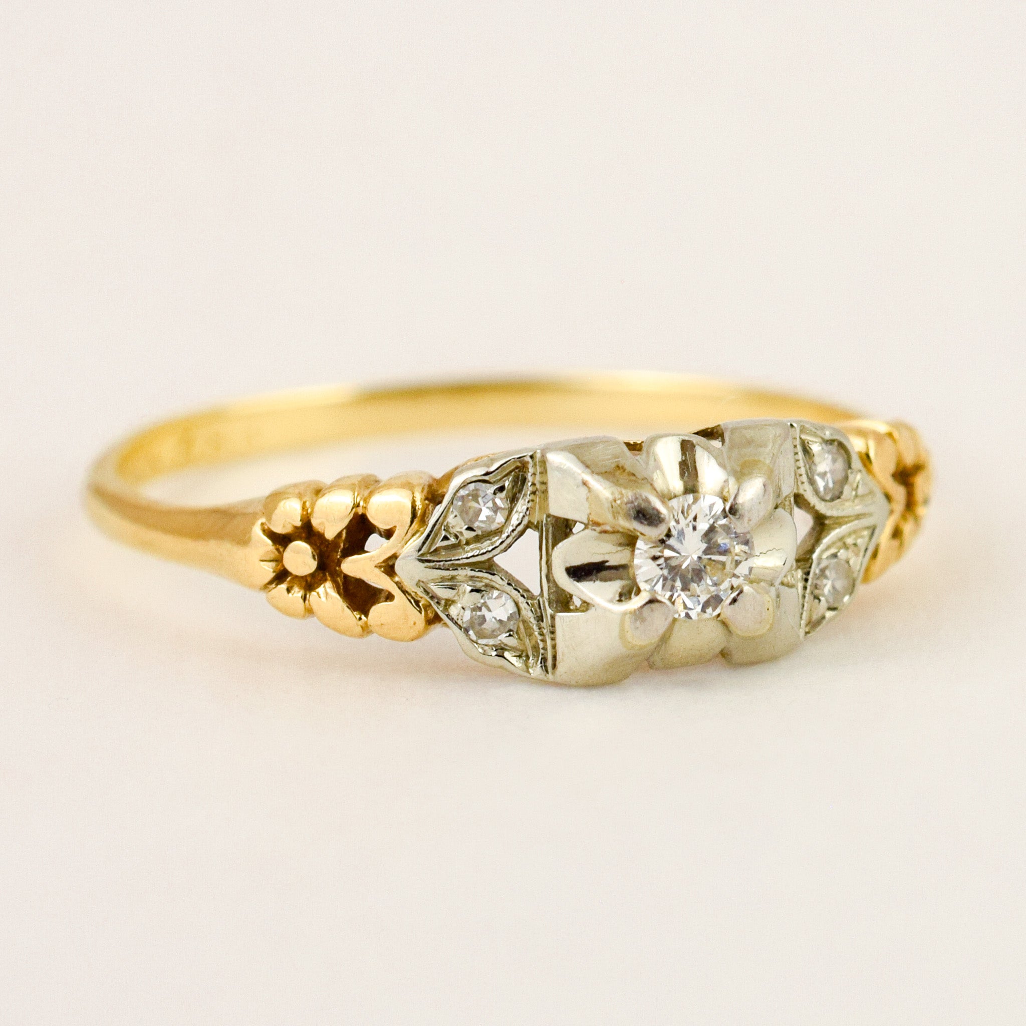 Floral Motif Diamond Engagement Ring
