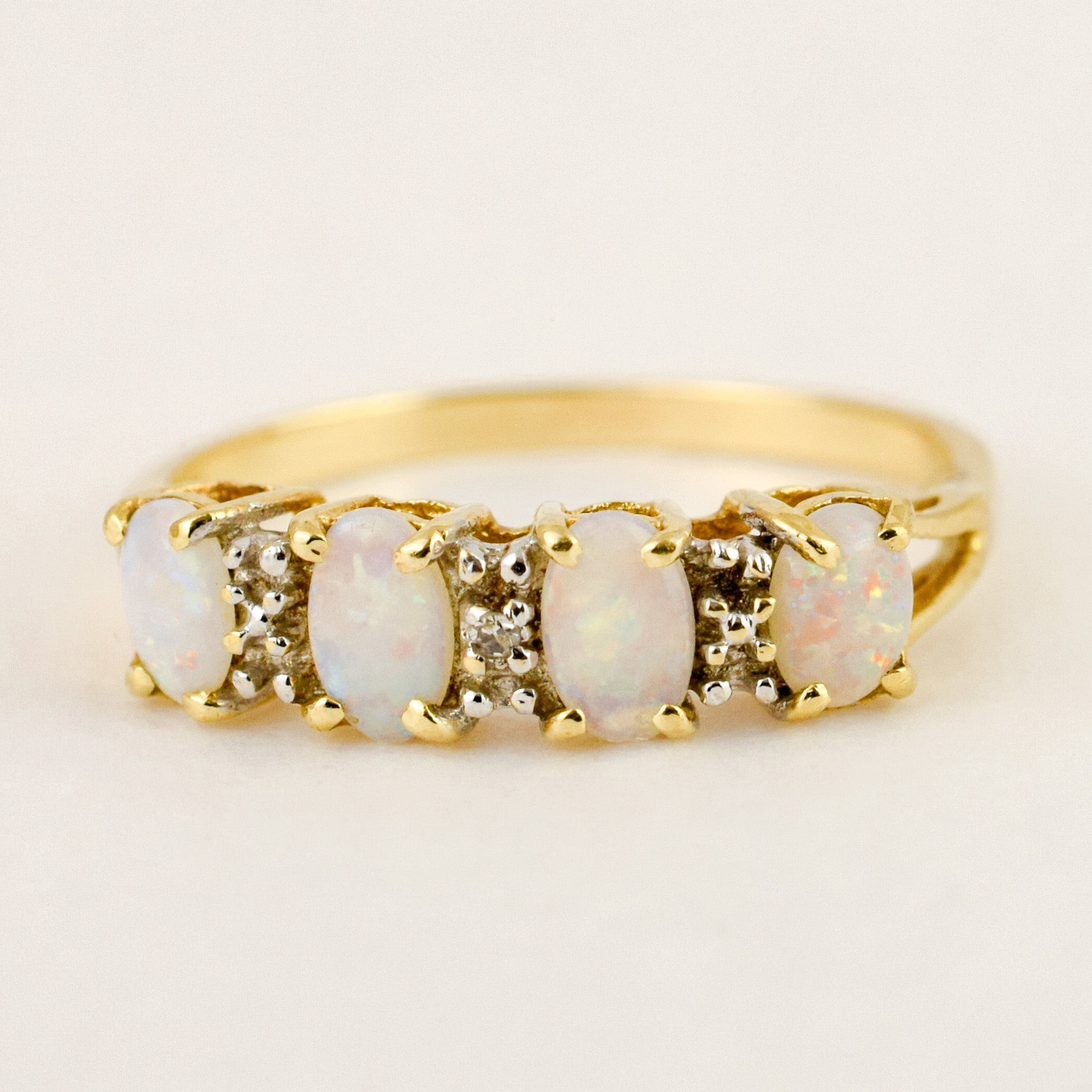 4 Opal and Diamond Band