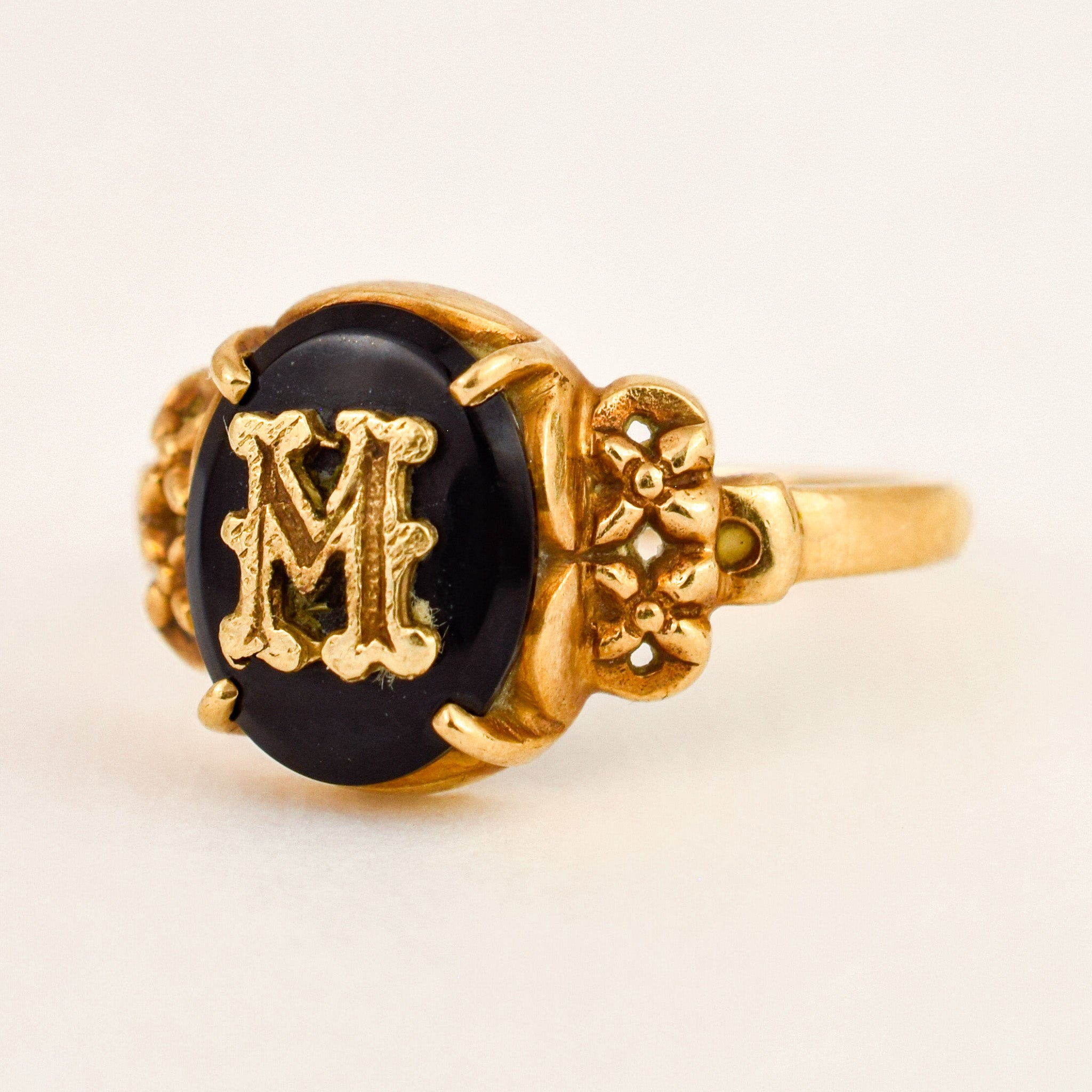 'M' Onyx Signet Ring