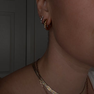 19.5 mm Twisted Omega Gold Hoop Earrings