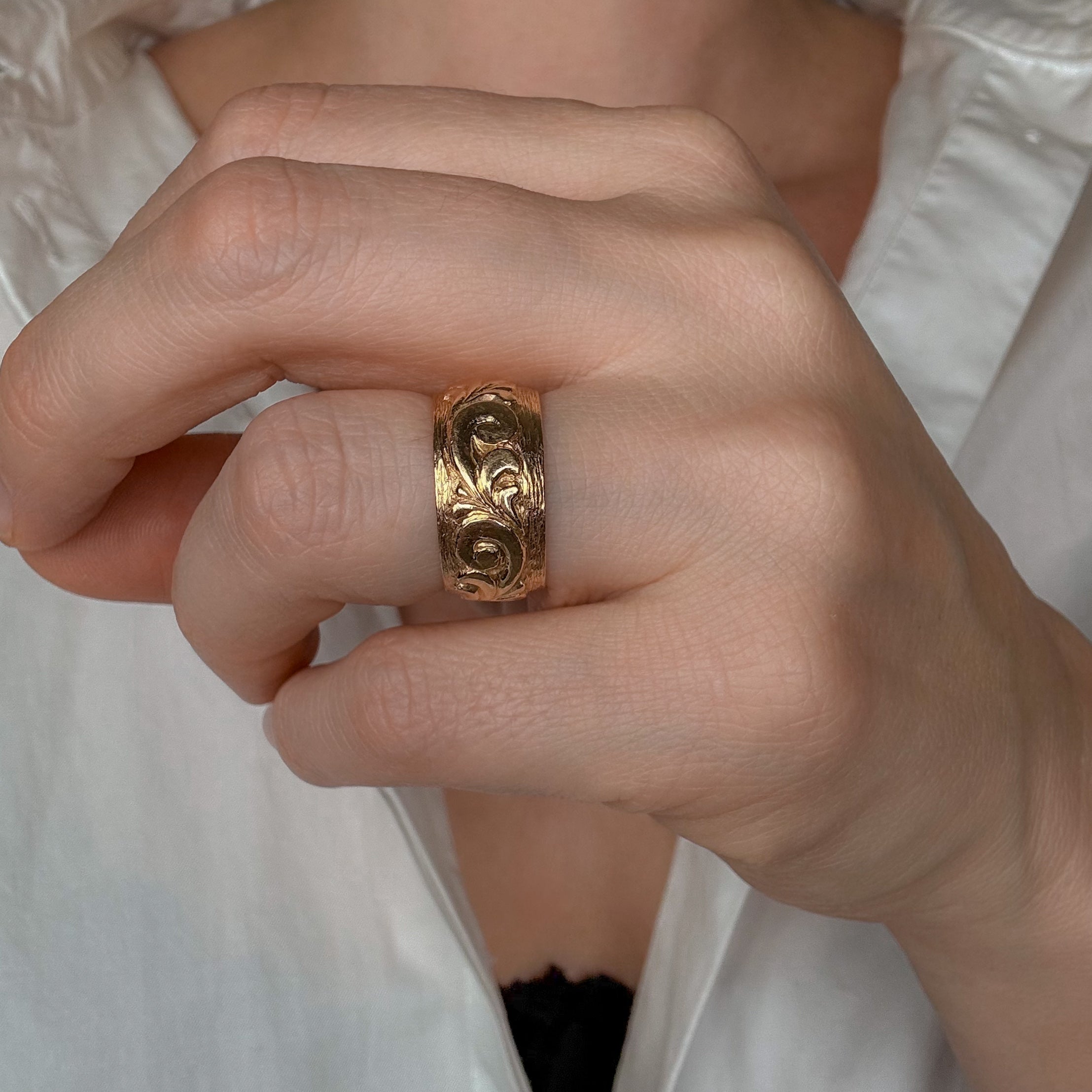 Handcrafted Wave Gold Band