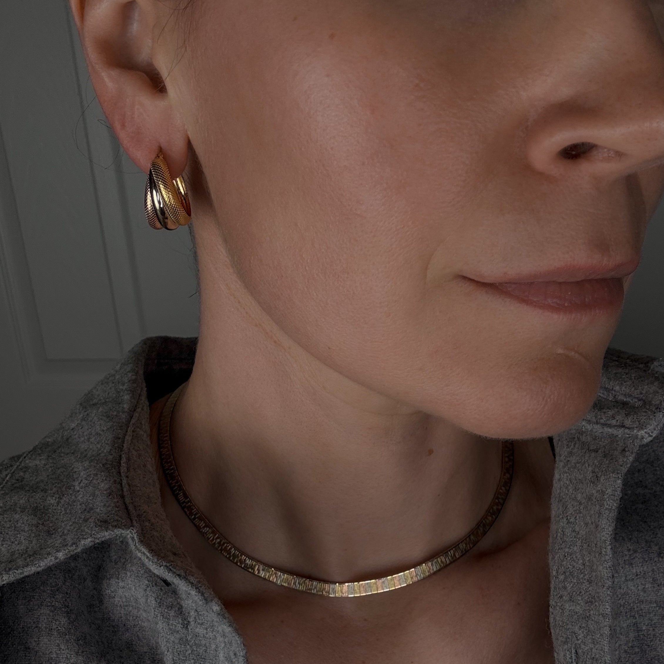 23 mm Graduated Tri-Tone Gold Hoop Earrings