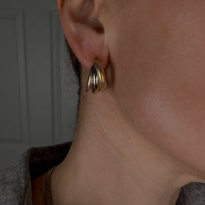 23 mm Graduated Tri-Tone Gold Hoop Earrings