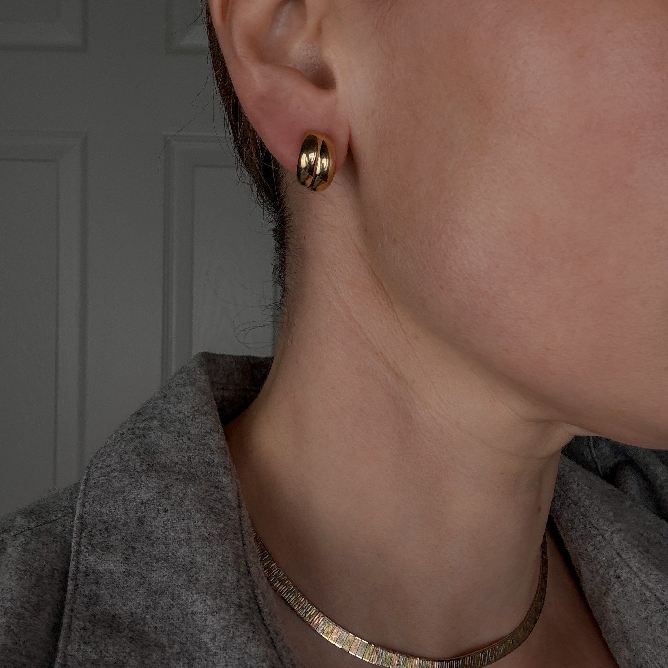 Double Drop Gold Hoop Style Stud Earrings