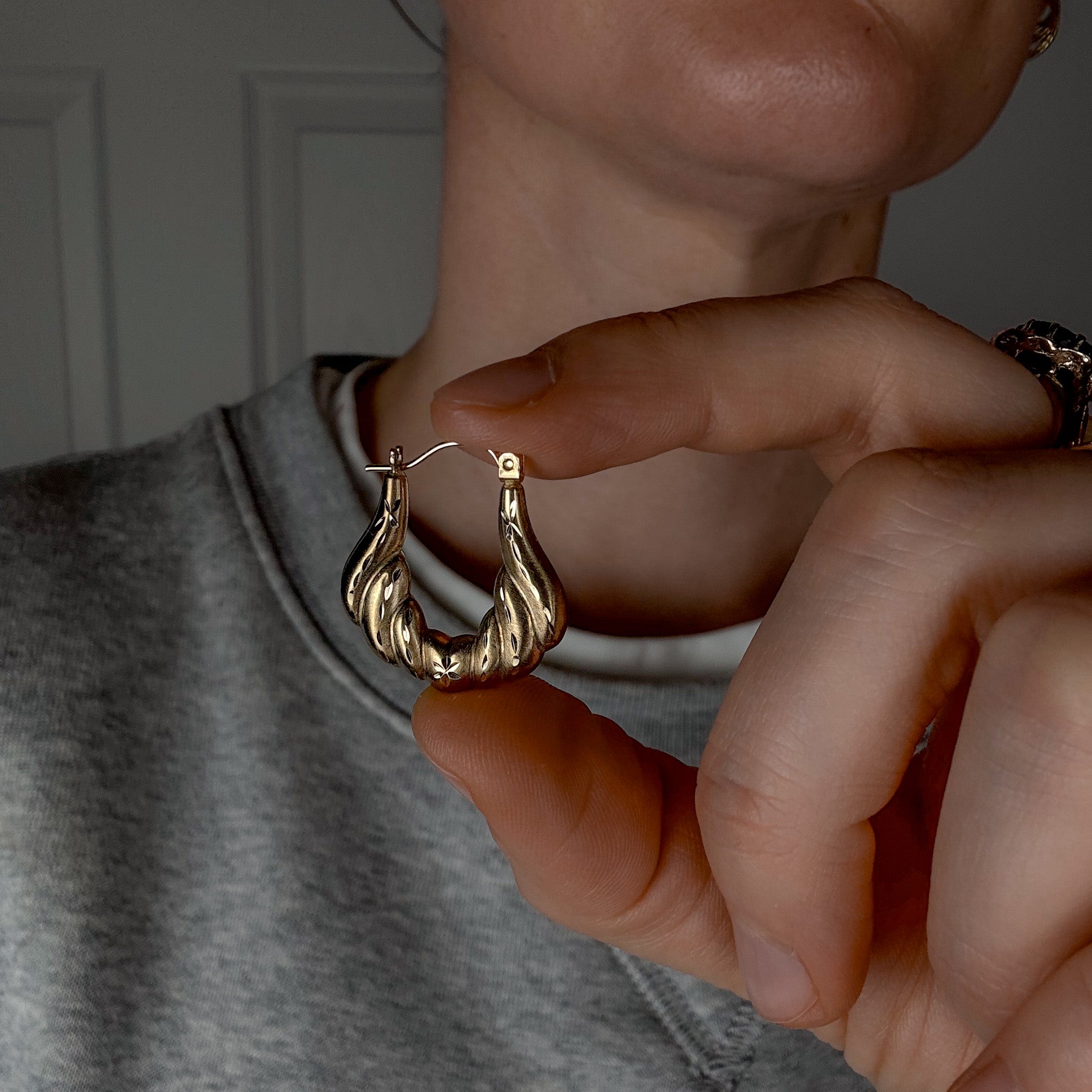 24 mm Regal Brushed Gold Hoop Earrings