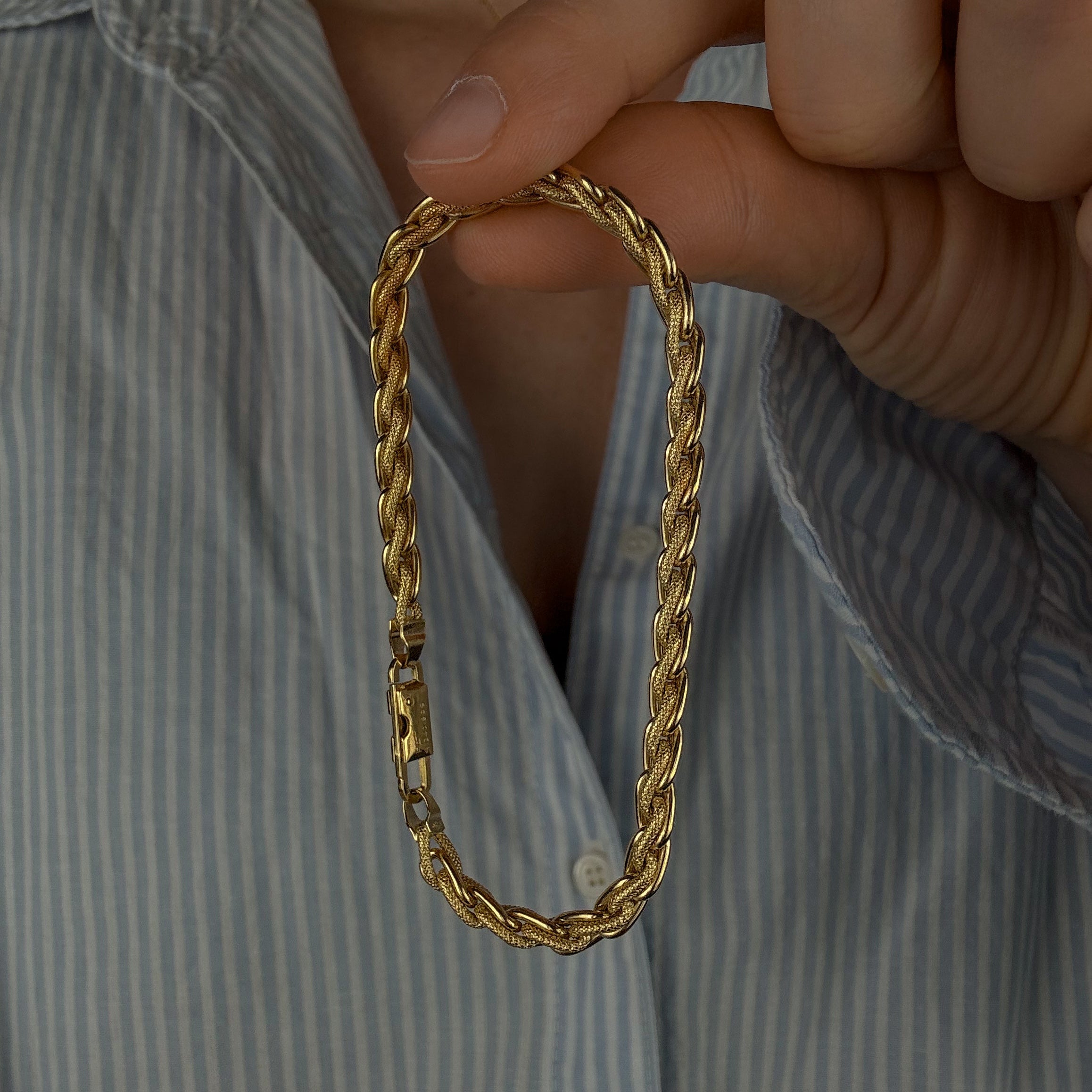 7.5" Multi-Texture Birks Gold Chain Bracelet