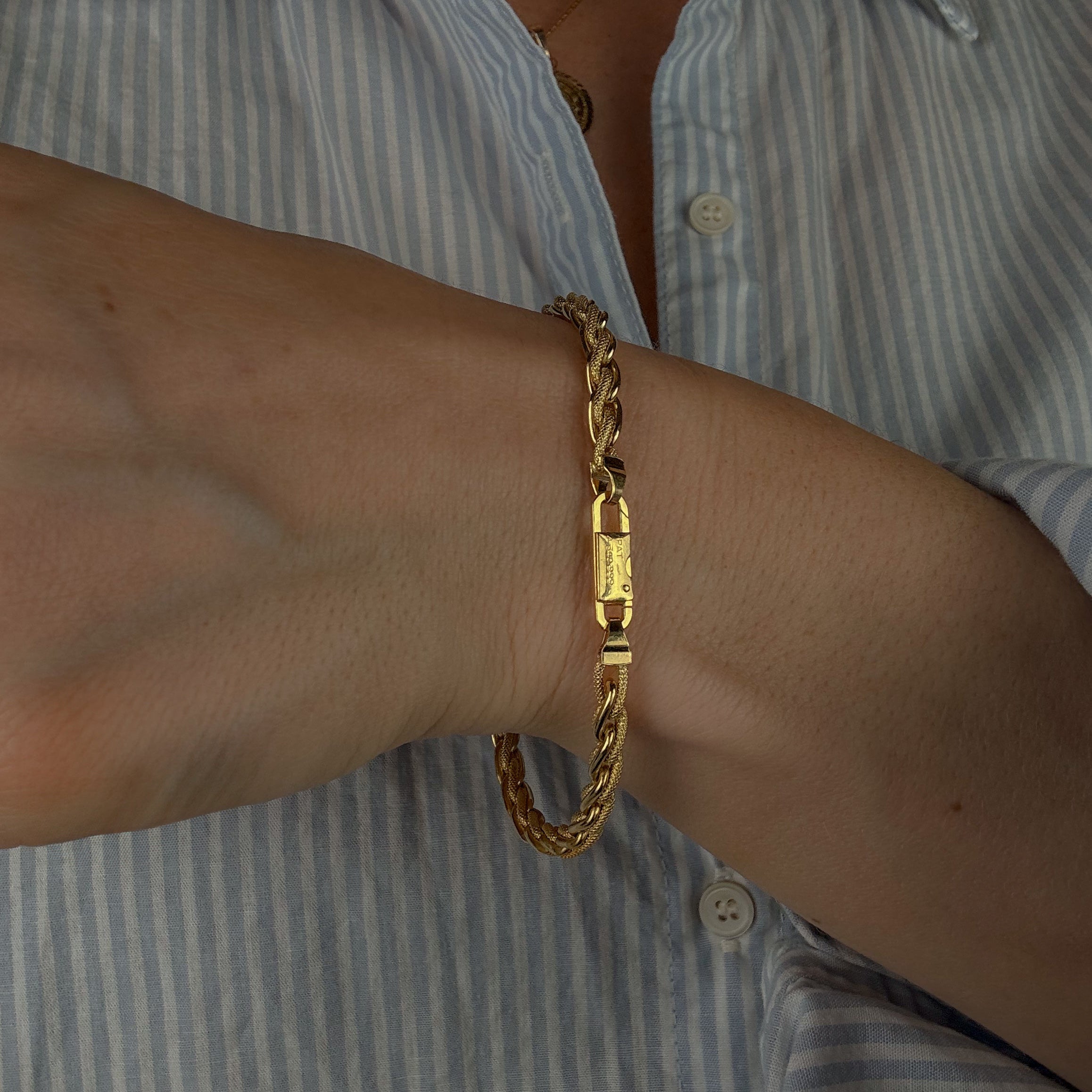 7.5" Multi-Texture Birks Gold Chain Bracelet