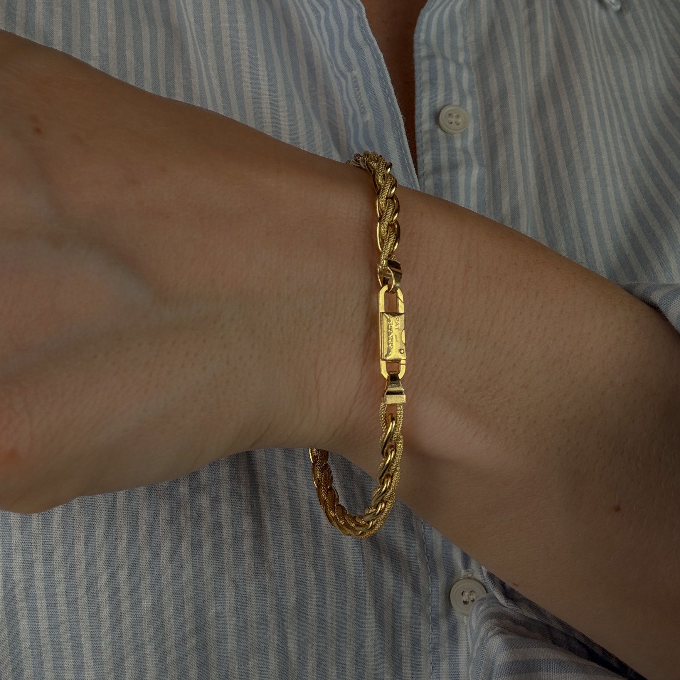 7.5" Multi-Texture Birks Gold Chain Bracelet