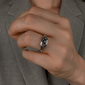 Antique White Gold and Sapphire Ring