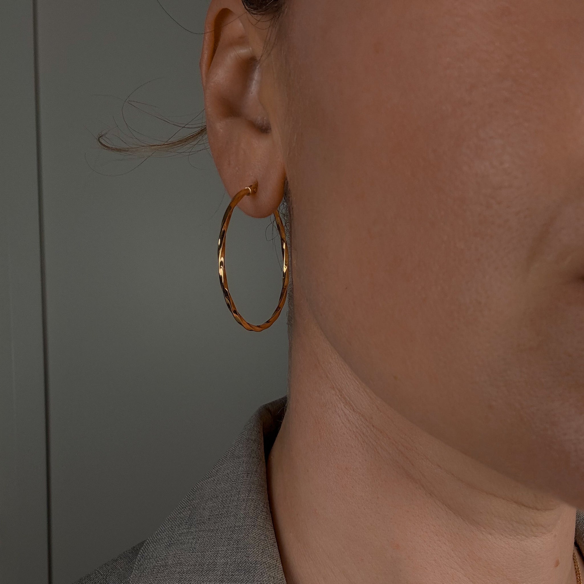 40 mm Gold Twist Hoop Earrings