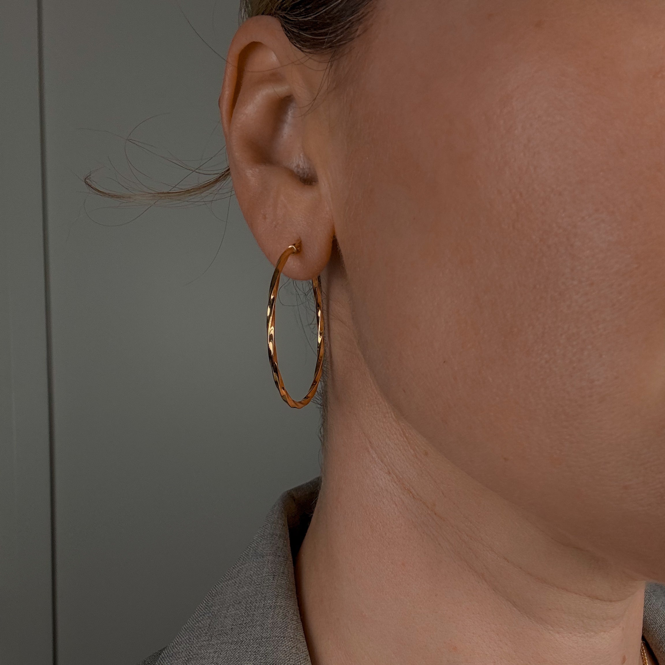 40 mm Gold Twist Hoop Earrings