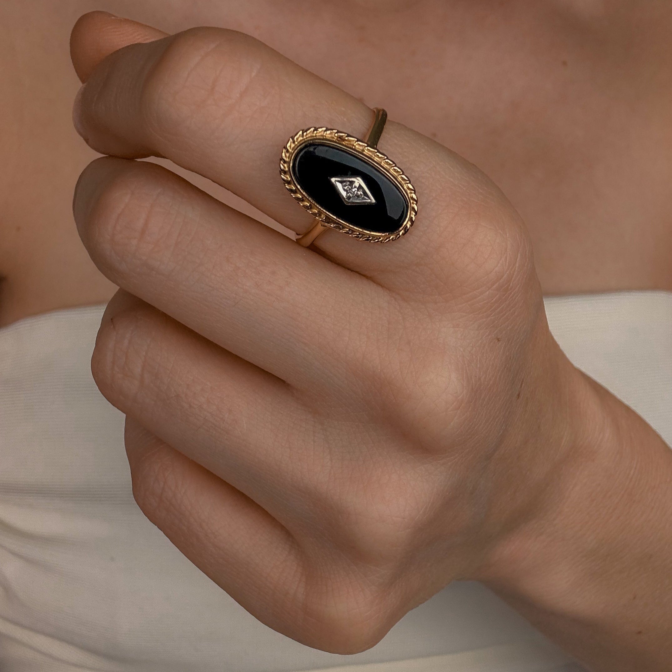 Onyx and Diamond Ring