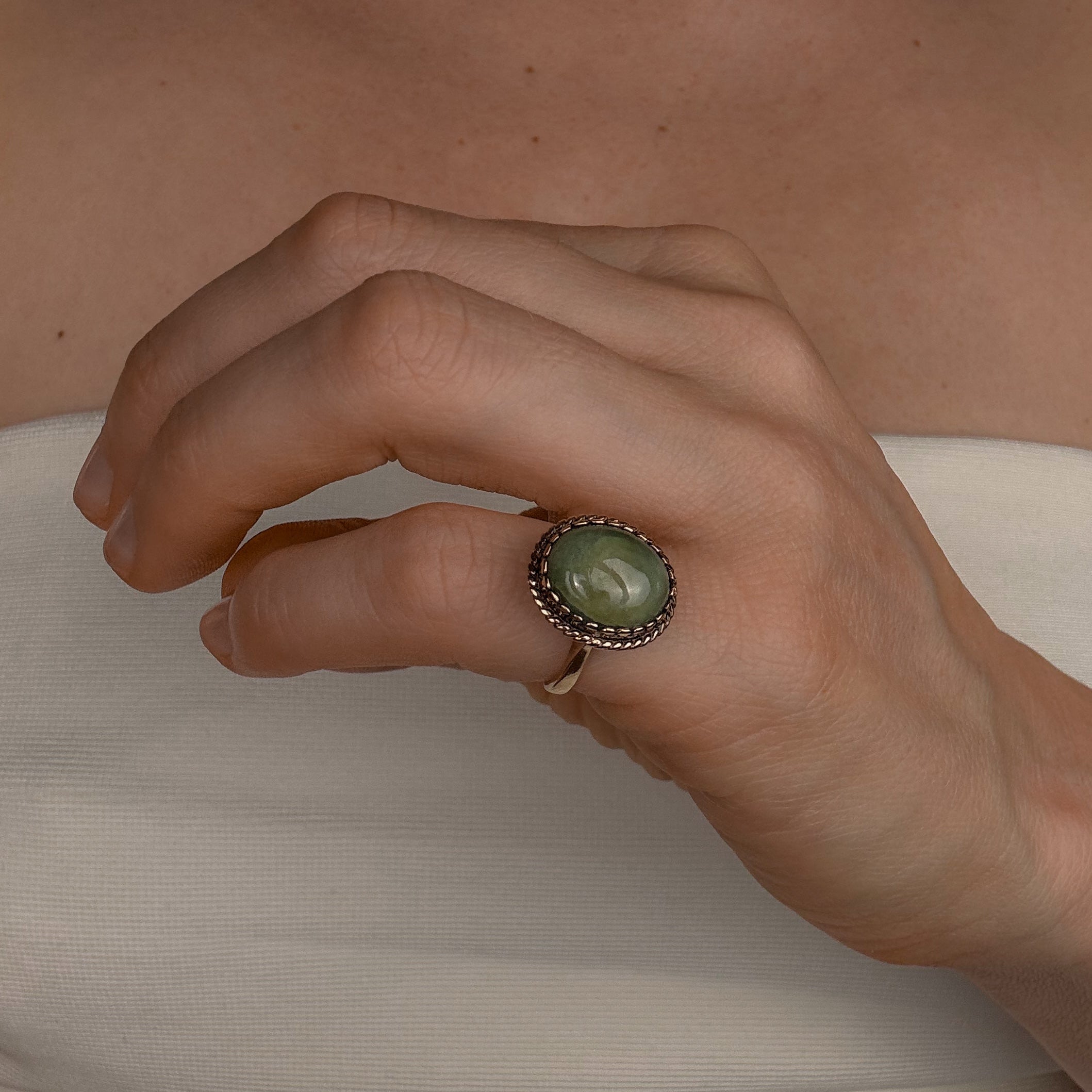 Nephrite Cabochon Ring