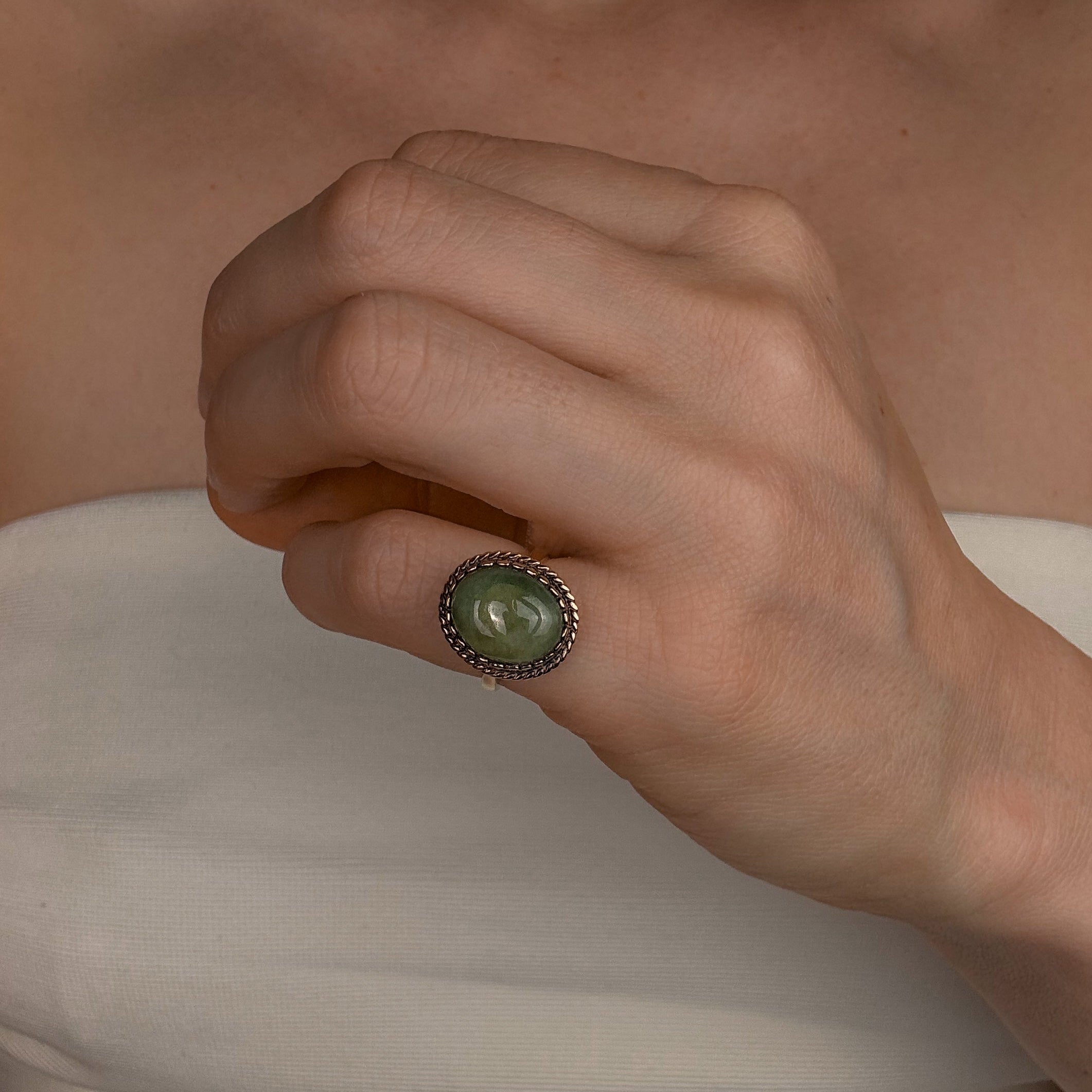 Nephrite Cabochon Ring