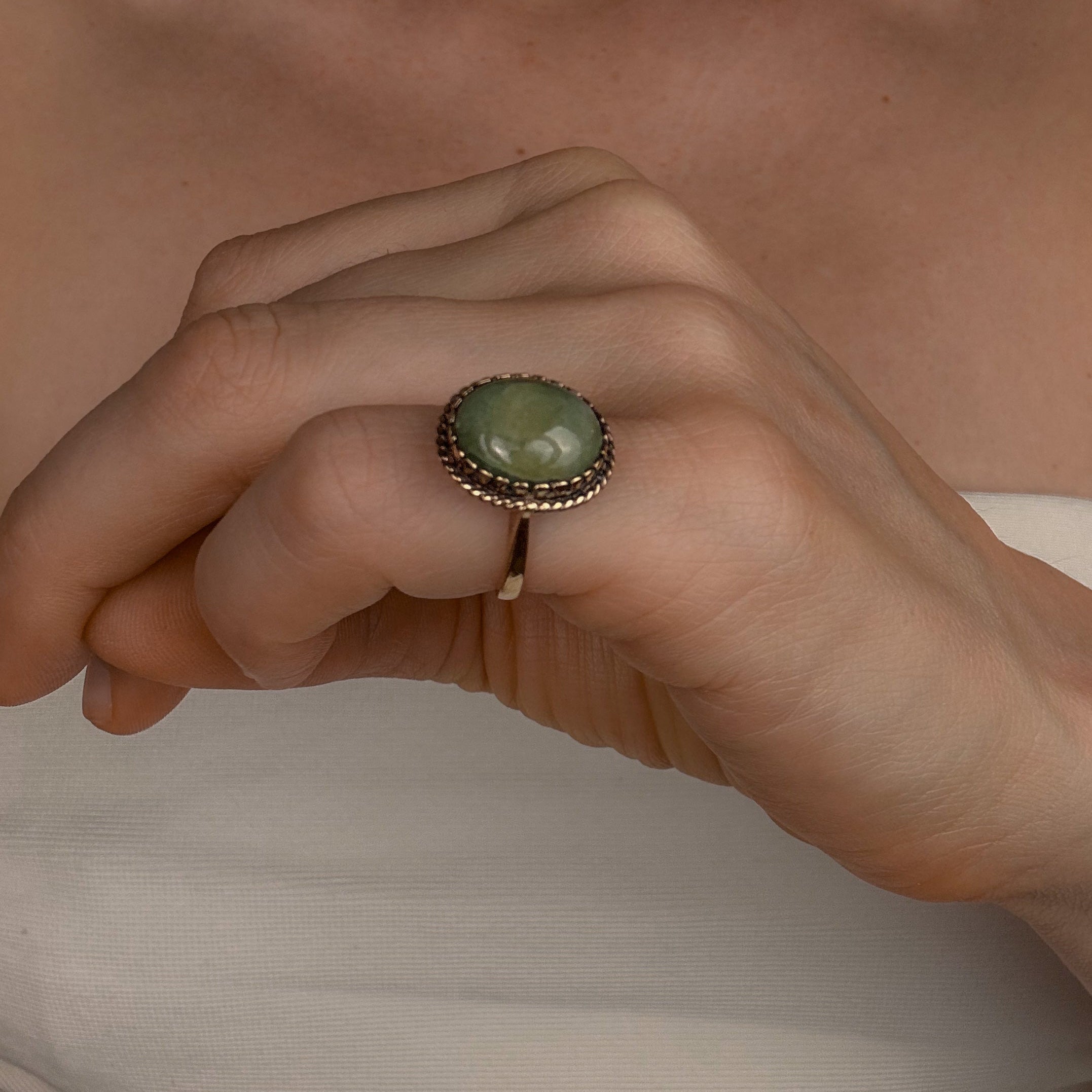 Nephrite Cabochon Ring