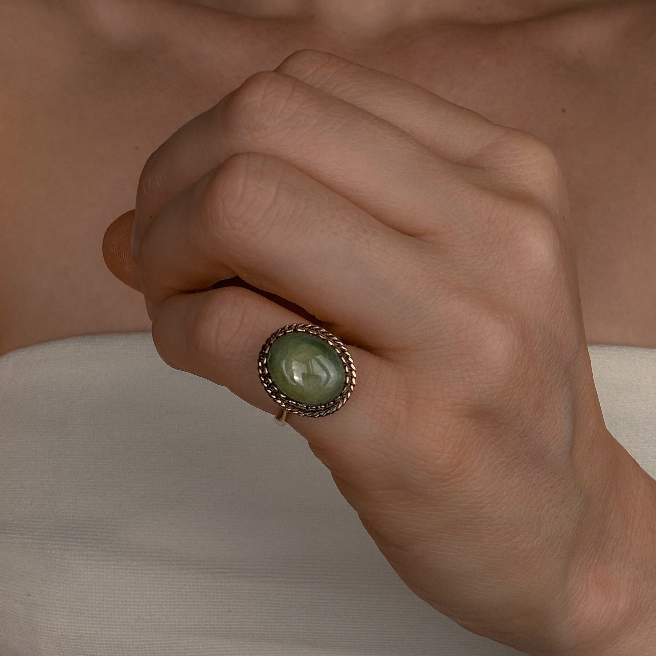 Nephrite Cabochon Ring