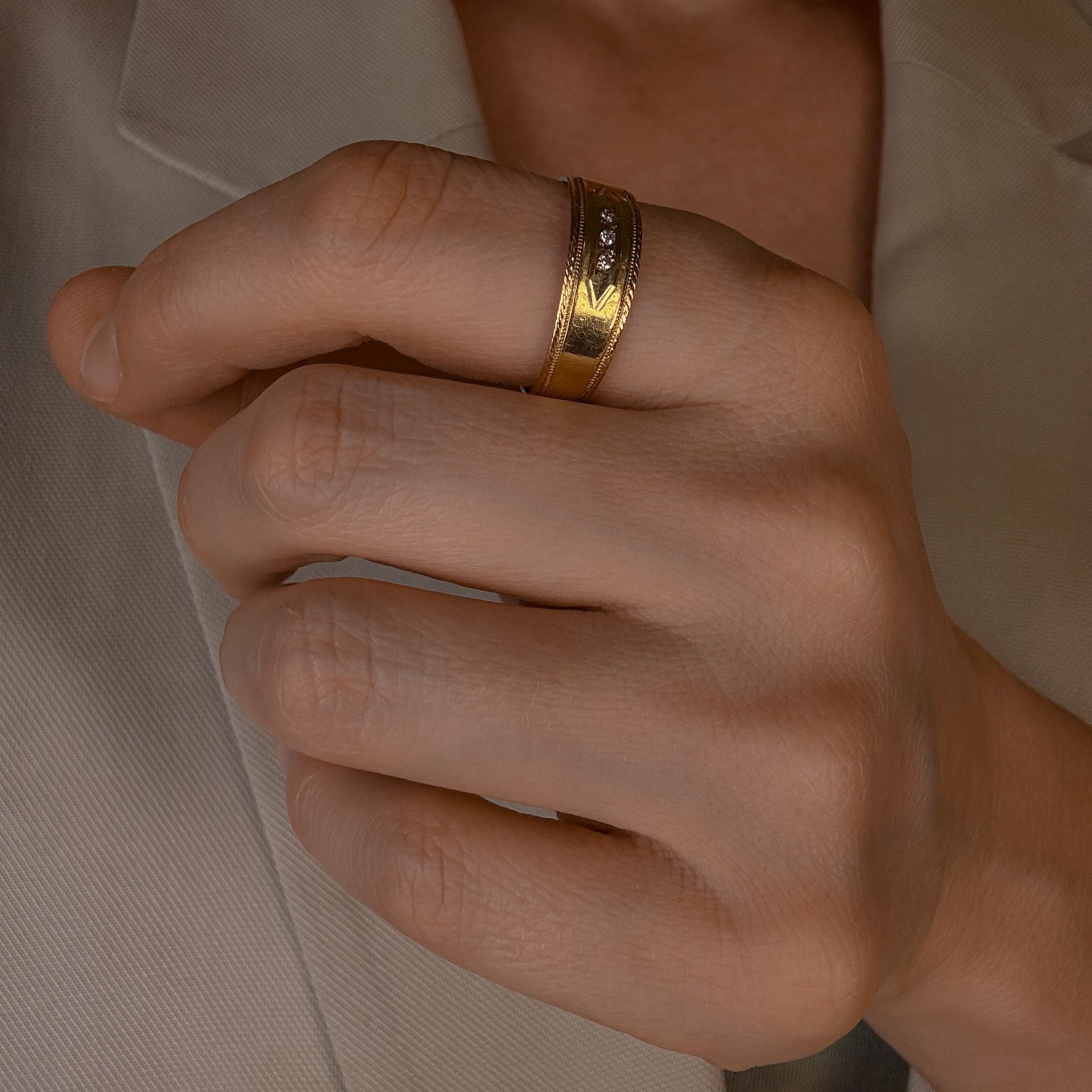Horizontal Diamond Trilogy Ring