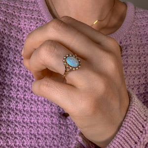 Opal and Seed Pearl Ring