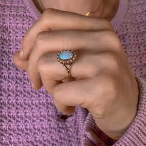 Opal and Seed Pearl Ring