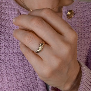 Wavey Diamond Cut Gold Band