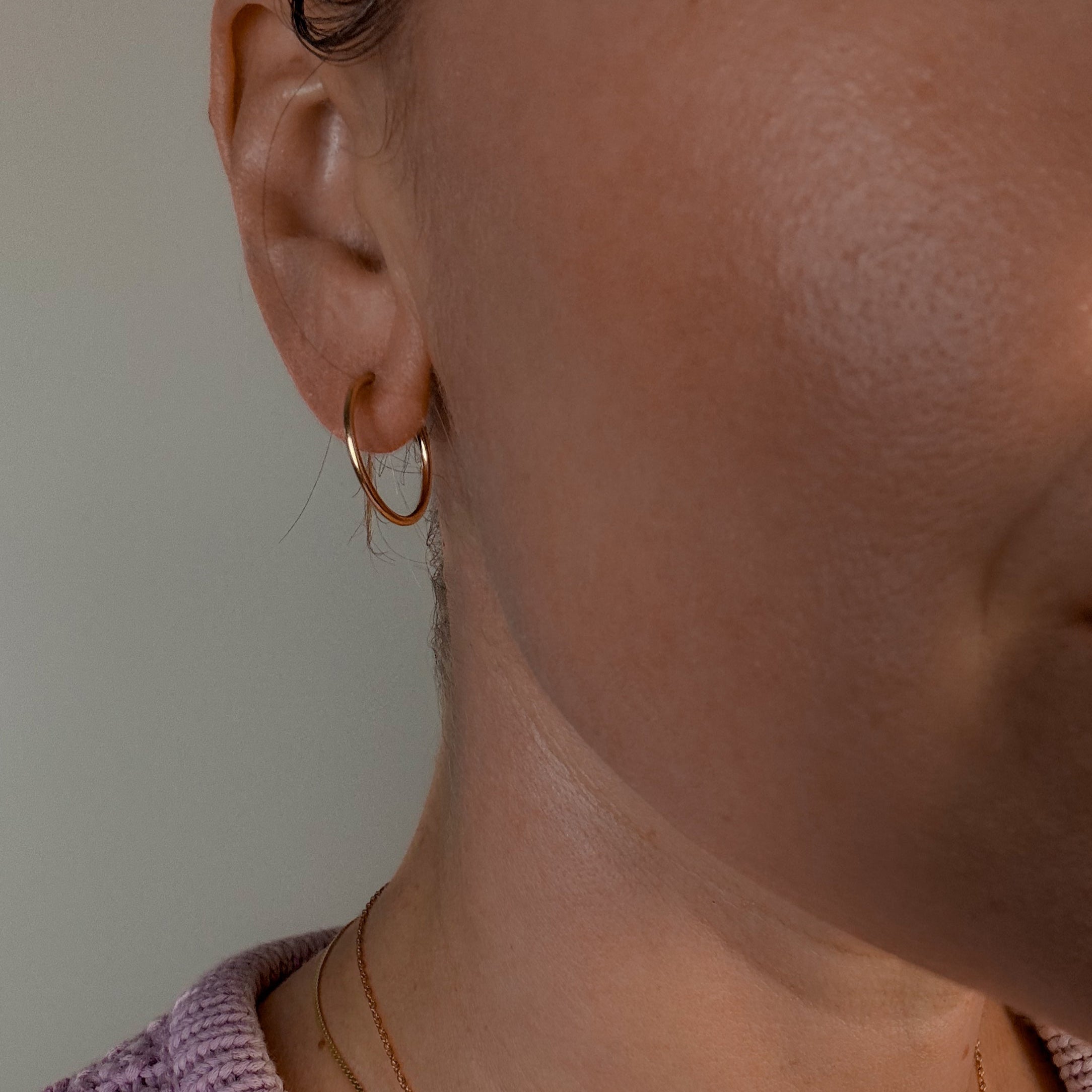 Simple Stud Gold Hoop Earrings