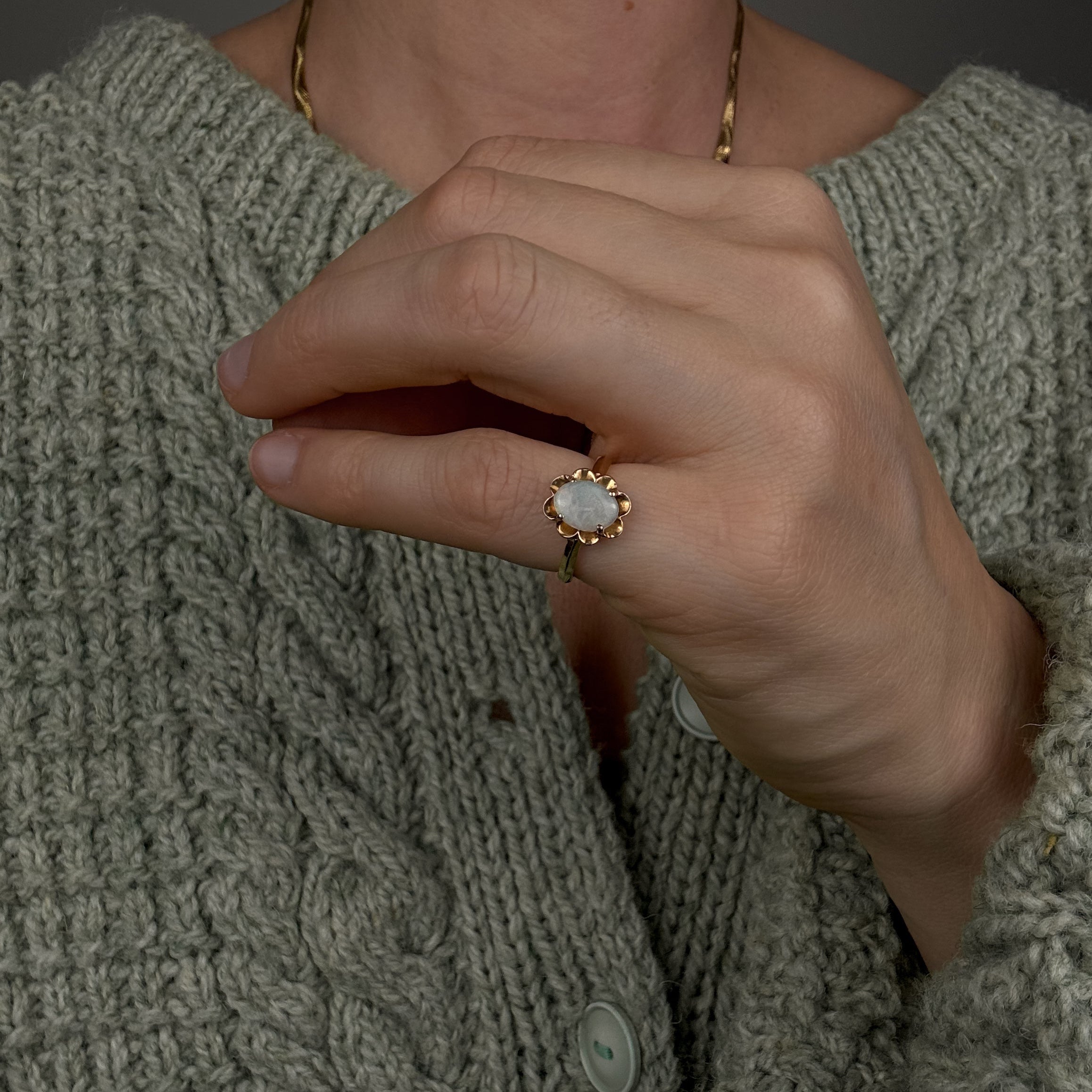 Opal Scalloped Ring