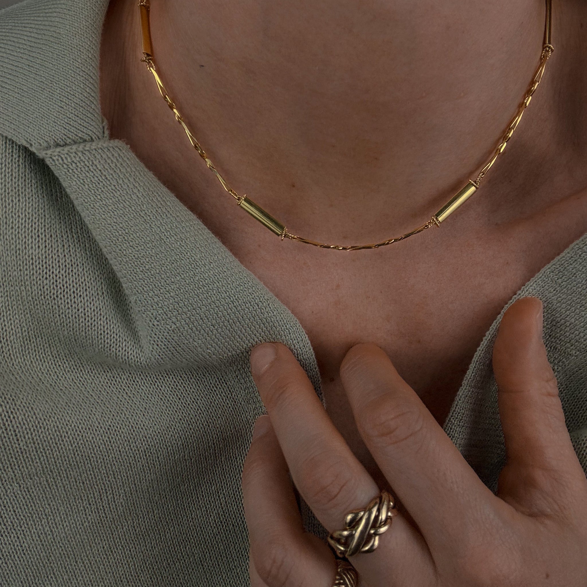 16" Bar and Figaro Necklace