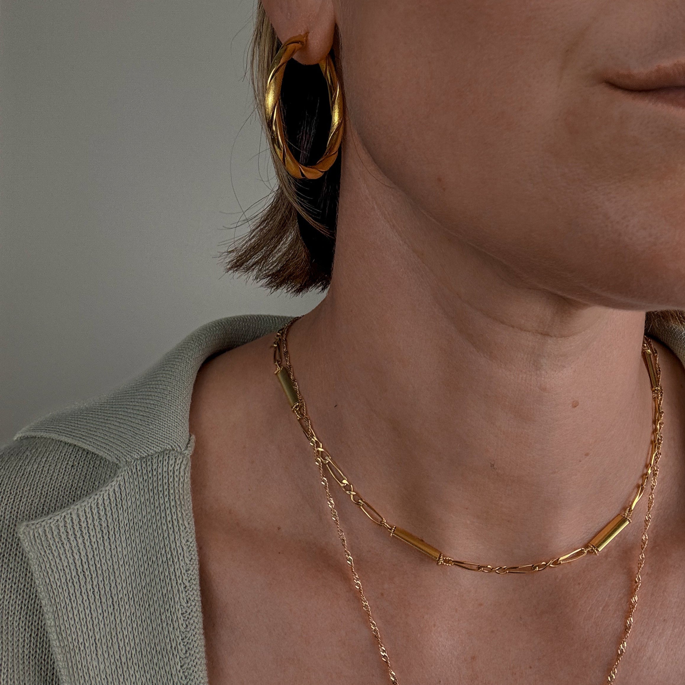 39.2mm Multi-Texture Gold Hoops