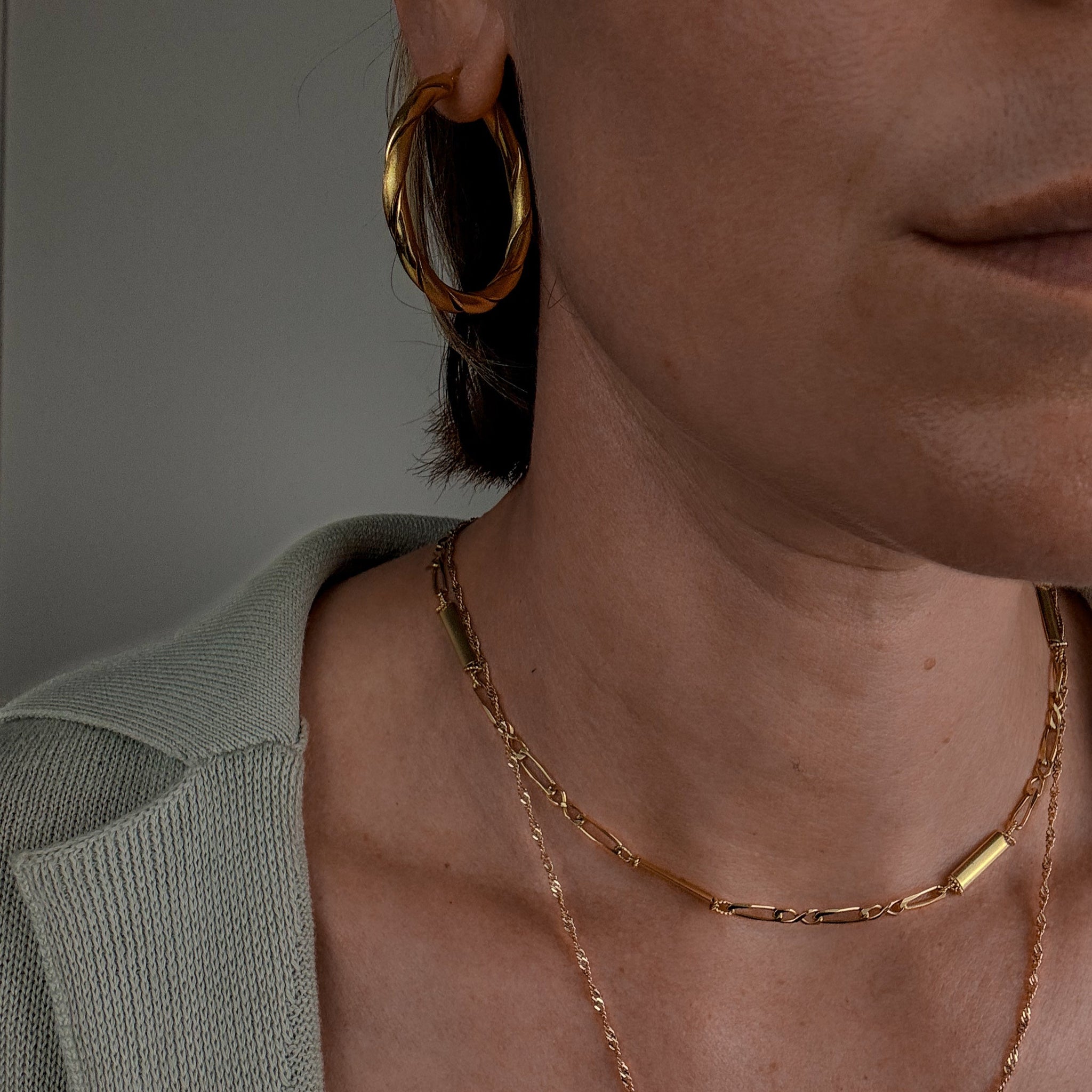 39.2mm Multi-Texture Gold Hoops