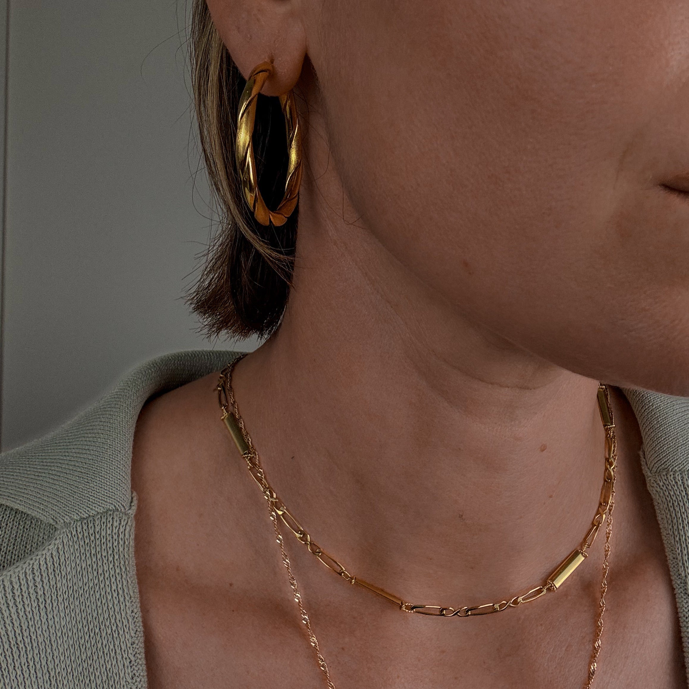 39.2mm Multi-Texture Gold Hoops