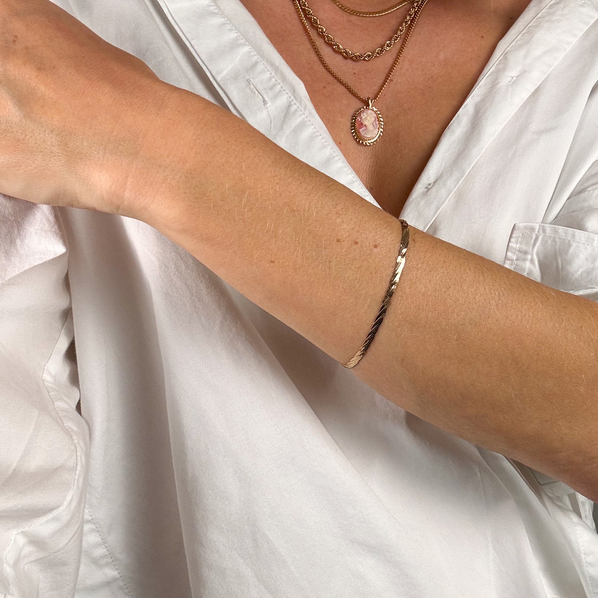 7” Braided Herringbone Chain Bracelet