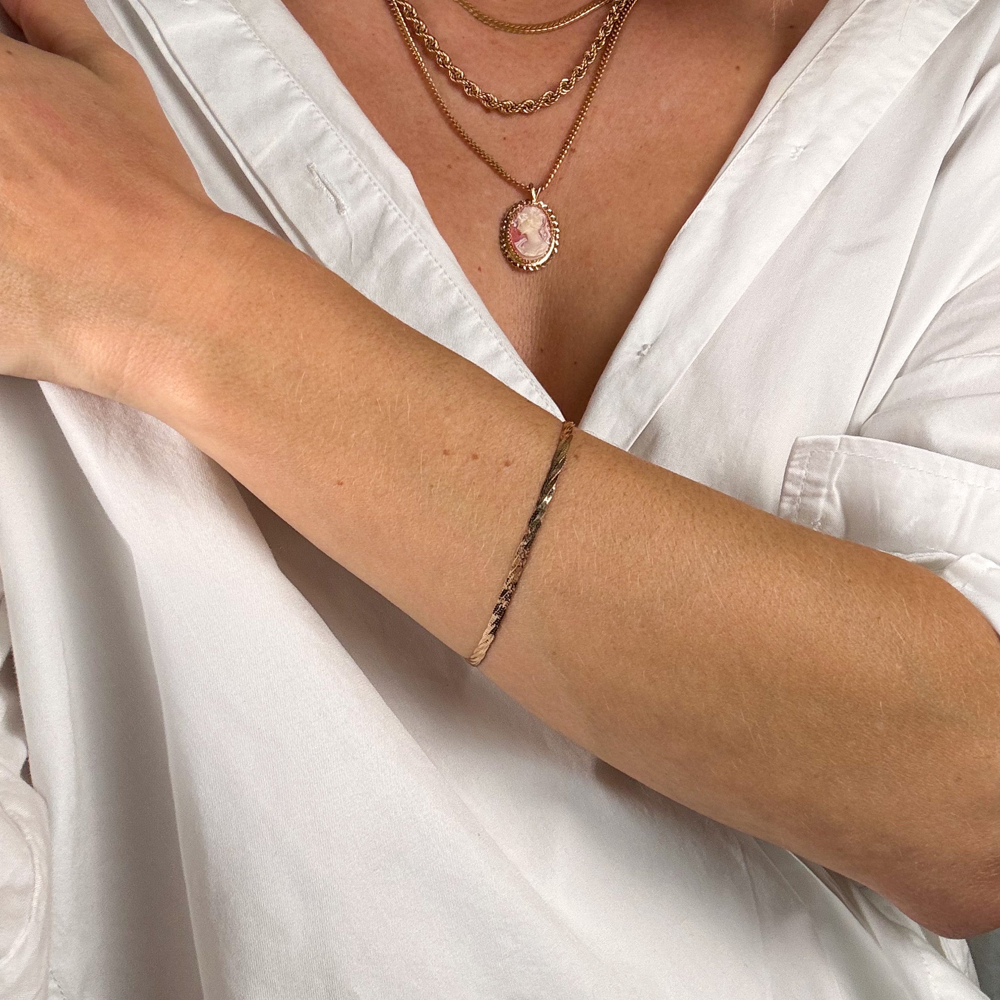 7” Braided Herringbone Chain Bracelet