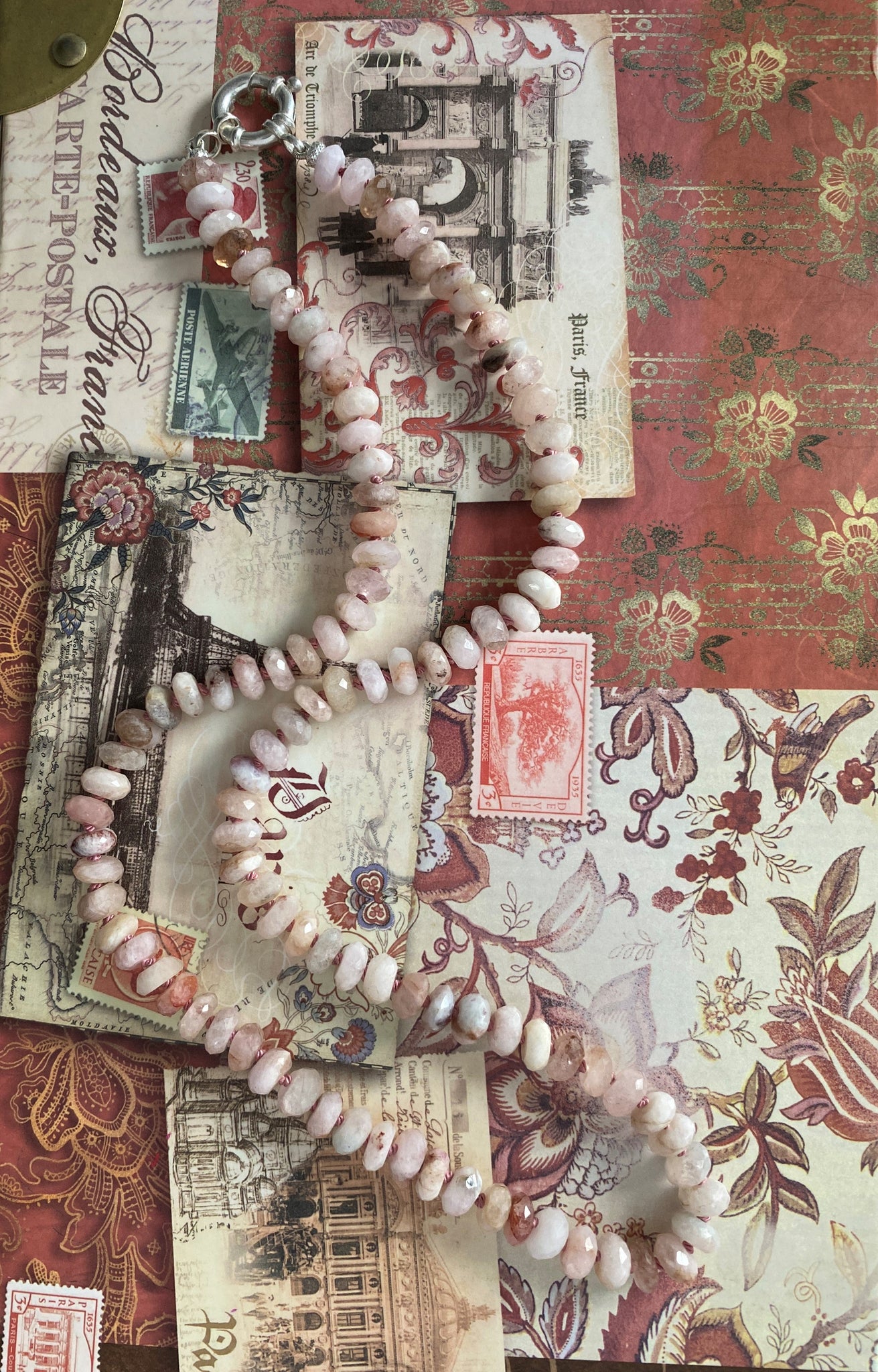 Morganite & Silver Knotted Necklace