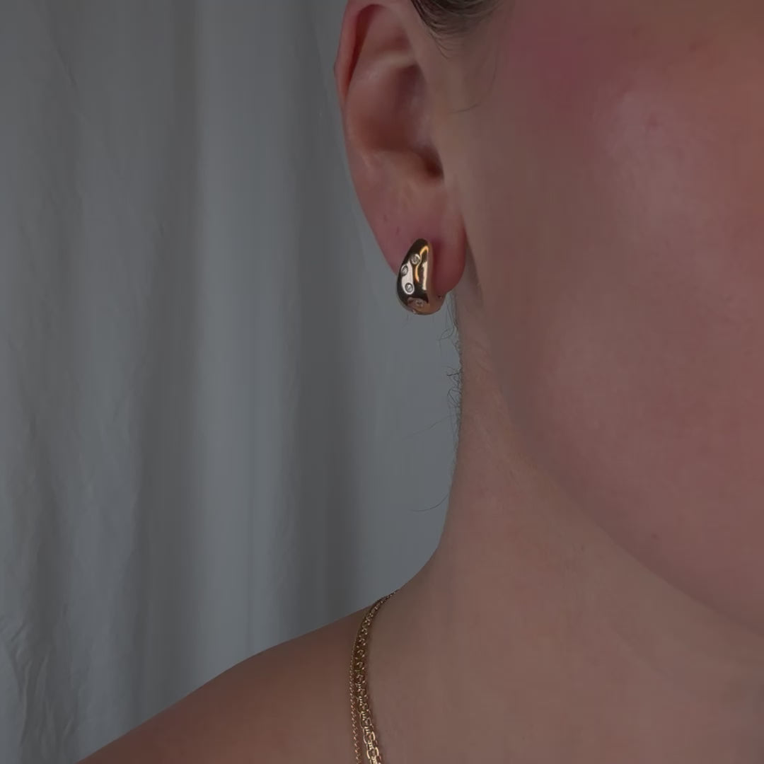 Bold Diamond Constellation Gold Hoops