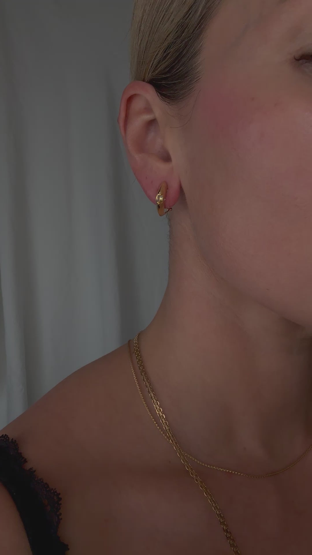 Yellow Topaz and Diamond Half Hoops