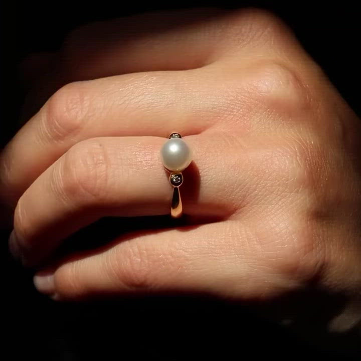18k pearl and diamond ring, folklor