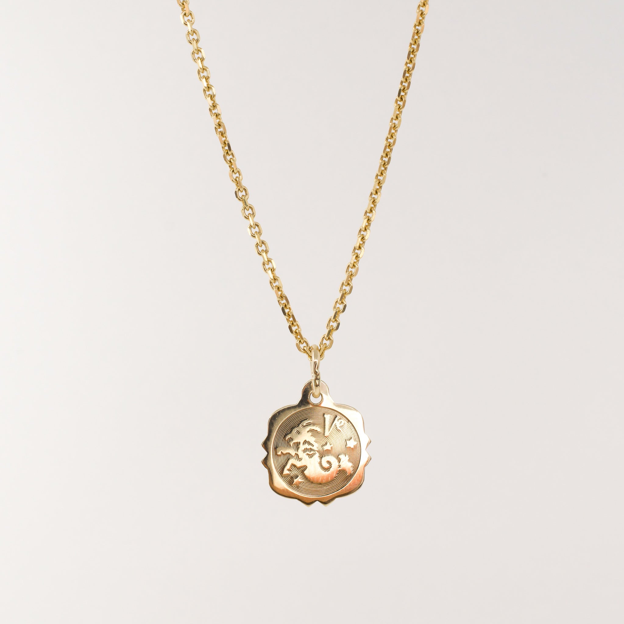 vintage gold aries zodiac pendant, folklor