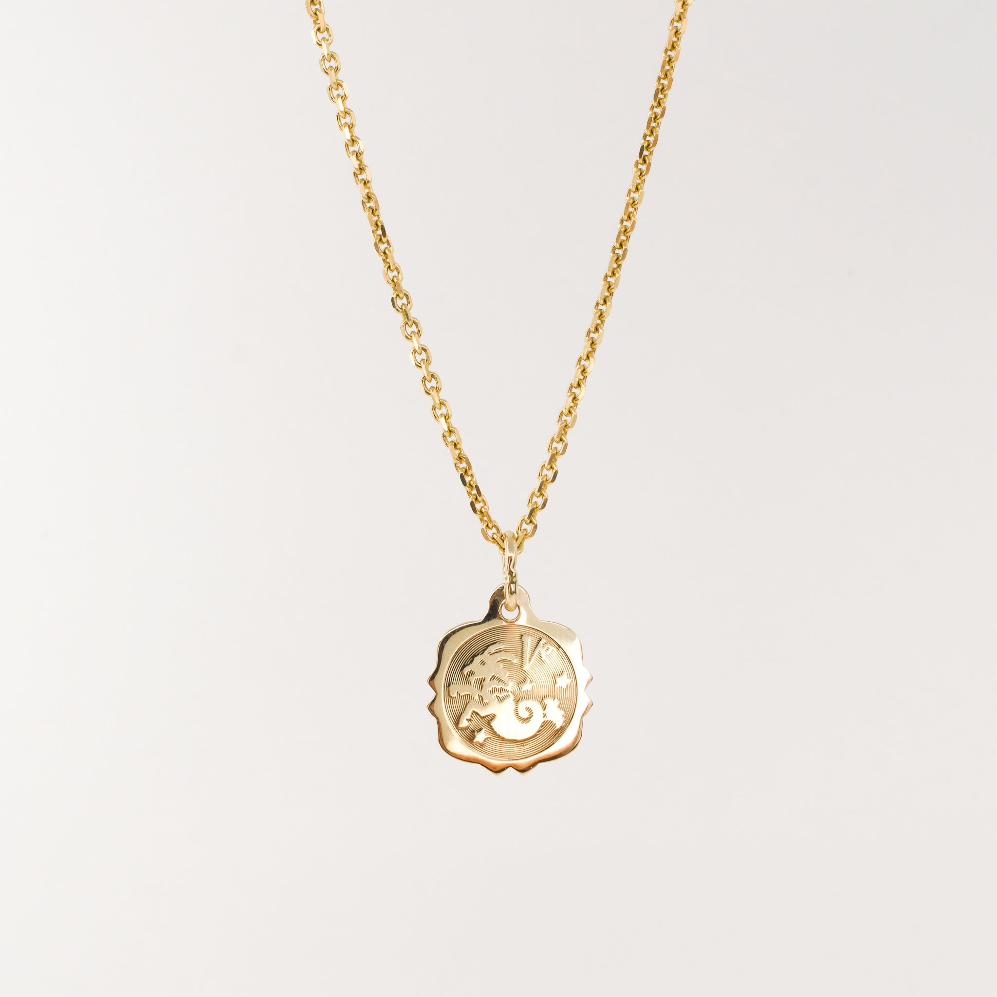 vintage gold aries zodiac pendant, folklor
