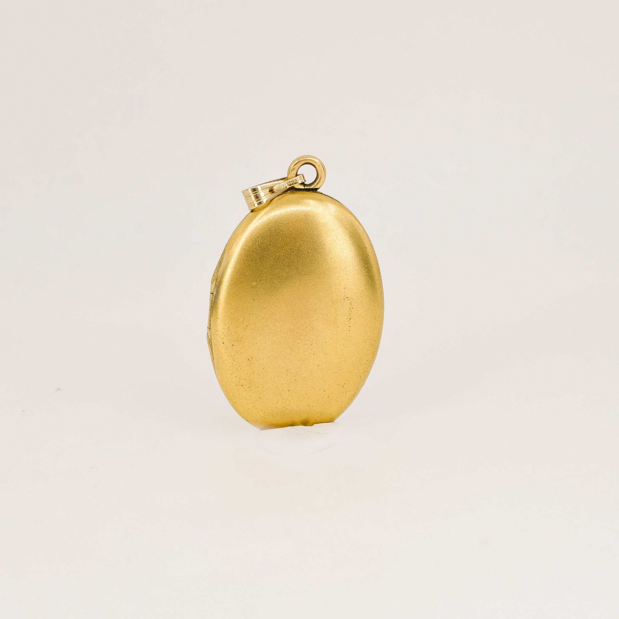 Antique Brushed Oval Starburst Seed Pearl Locket