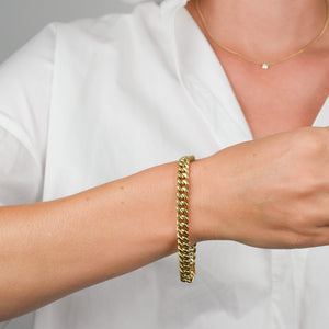 vintage gold chunky curb chain bracelet, folklor vintage jewelry canada