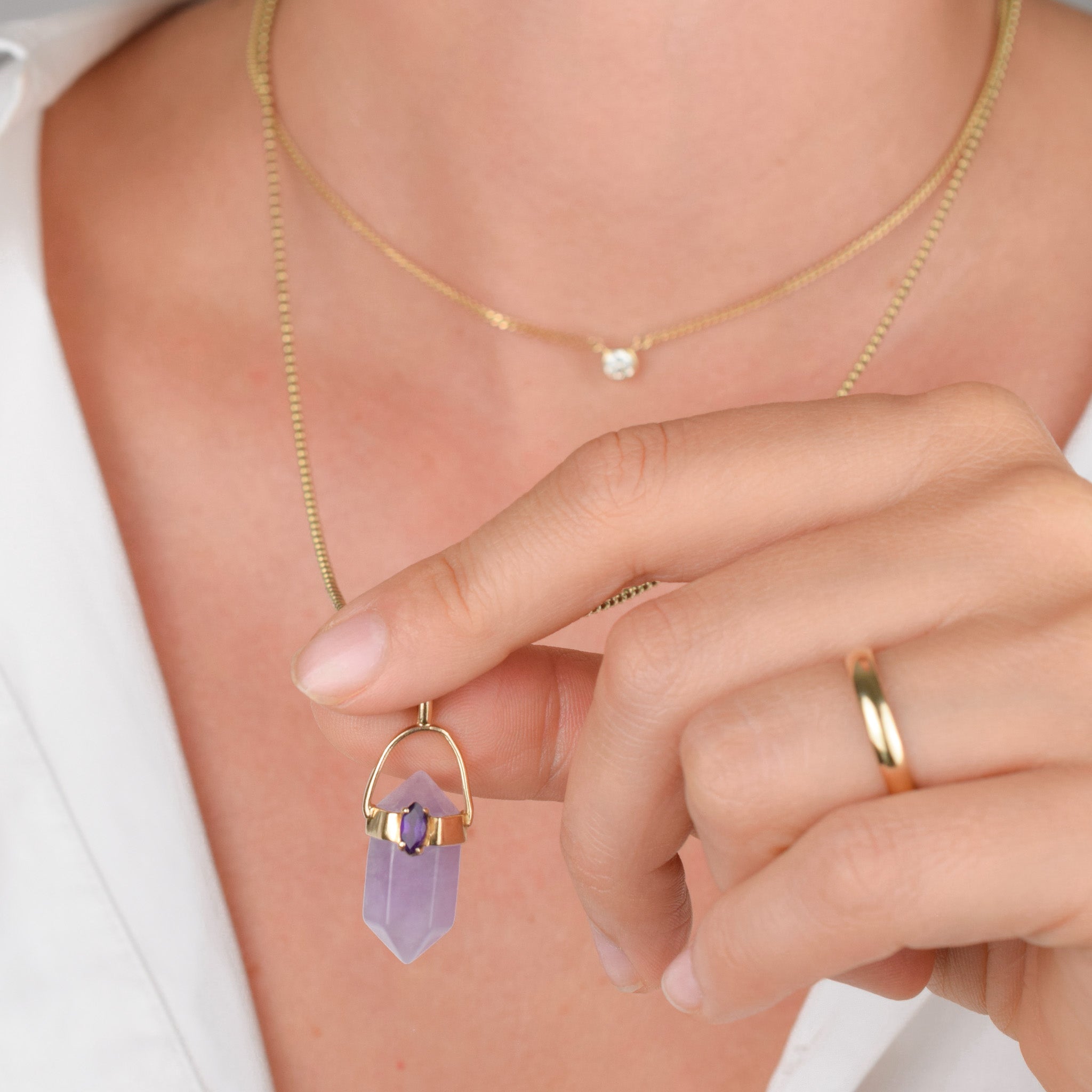 vintage amethyst crystal pendant, folklor vintage jewelry canada