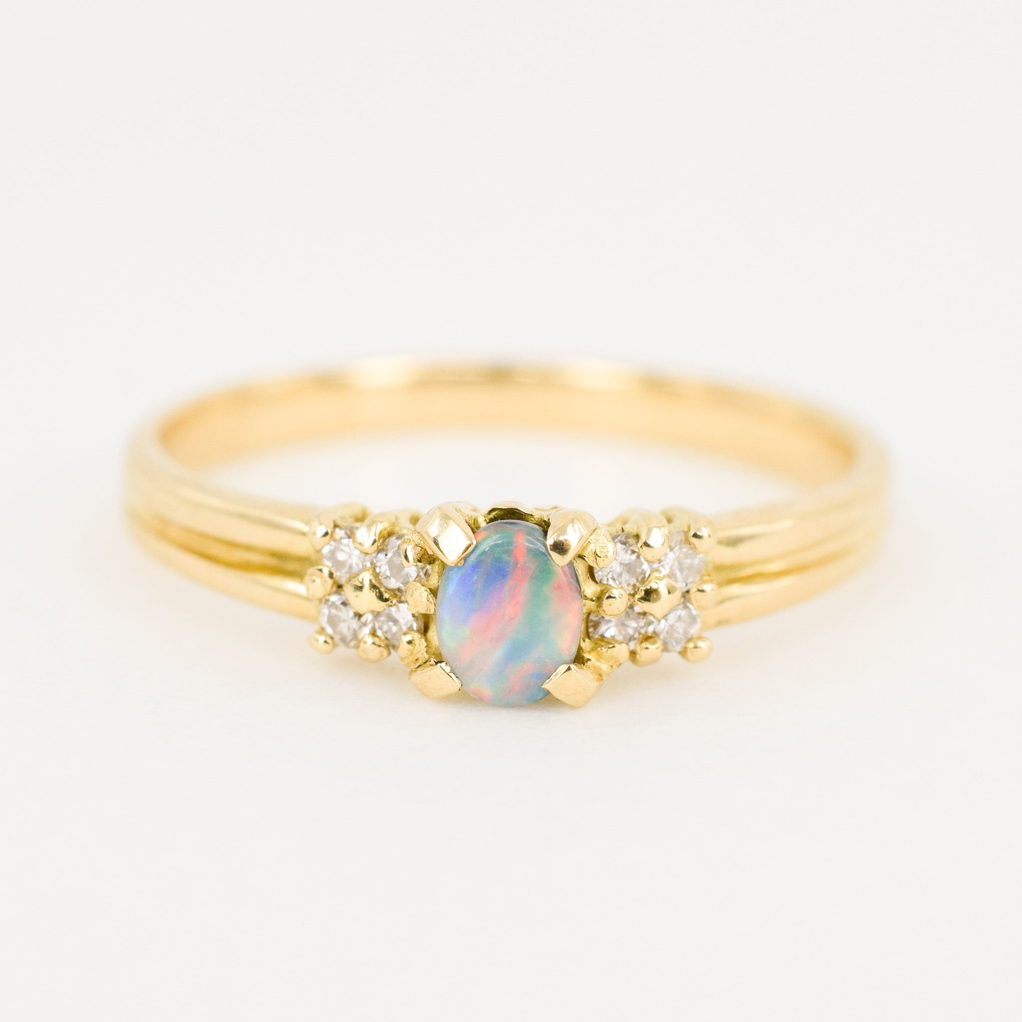 vintage opal and diamond stacking ring, folklor vintage jewelry canada