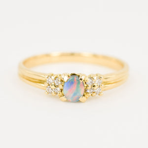 vintage opal and diamond stacking ring, folklor vintage jewelry canada