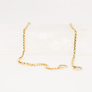 Fine gold 18k buttery chain necklace with loop ends, folklor vintage jewelry canada